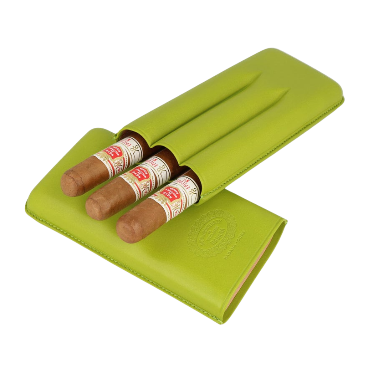 Hoyo De Monterrey | Green Leather Adjustable Cigar Case - for 3 Cigars - Cigar Accessory - Buy online with Fyxx for delivery.
