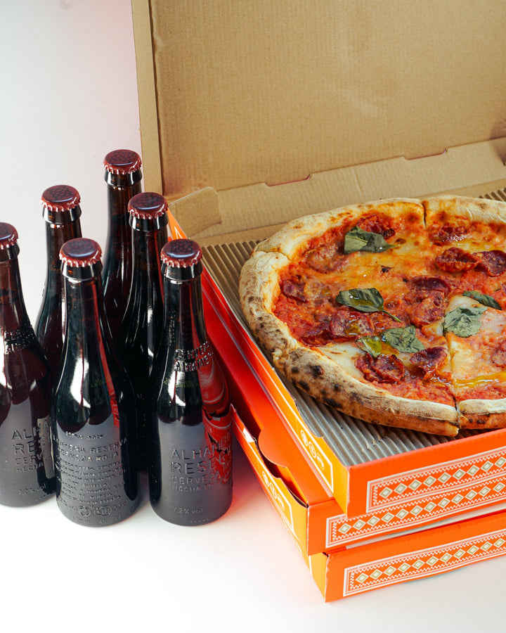 A Diavola Pizza & 6 Alhambra Reserva Roja Beers - Bundle | Beer & Food - Buy online with Fyxx for delivery.