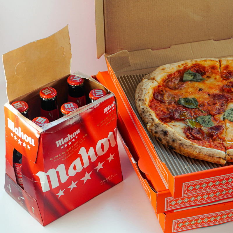 A Diavola Pizza & 6 Mahou Beers - Bundle | Beer & Food - Buy online with Fyxx for delivery.