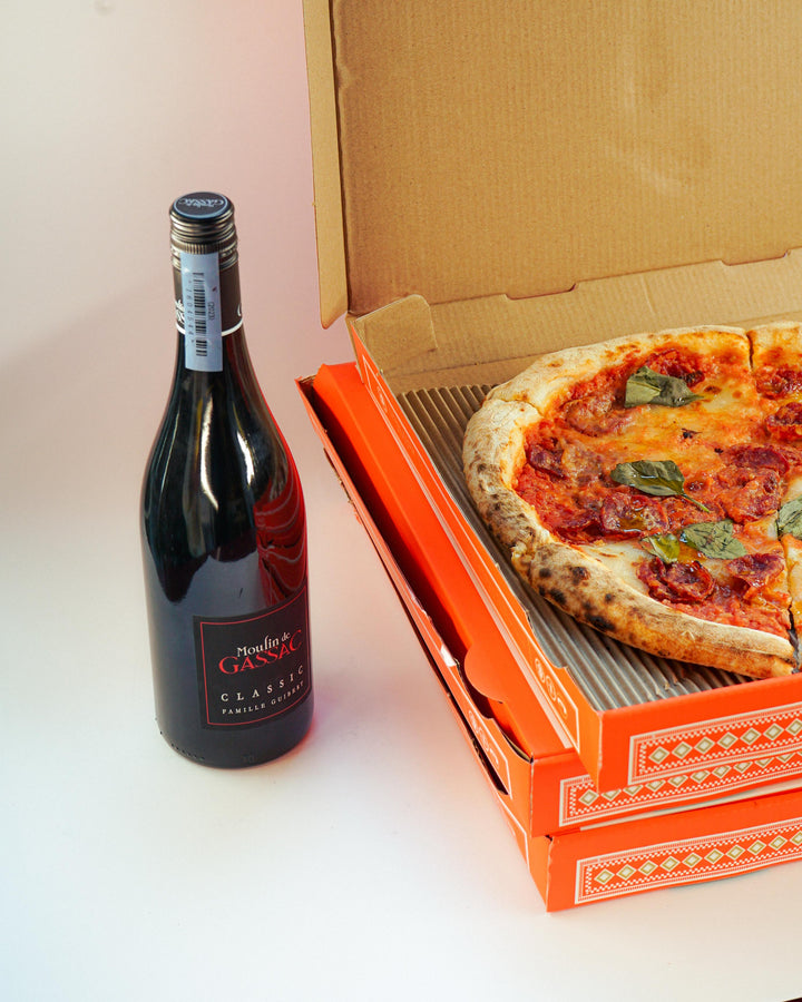 A Diavola Pizza  & 1 Bottle of Red Wine - Bundle | Wine & Food - Buy online with Fyxx for delivery.