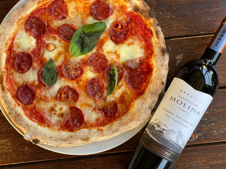 1 Diavola Pizza Paired with 1 Chilean Red Wine - Bundle | Wine & Food - Buy online with Fyxx for delivery.