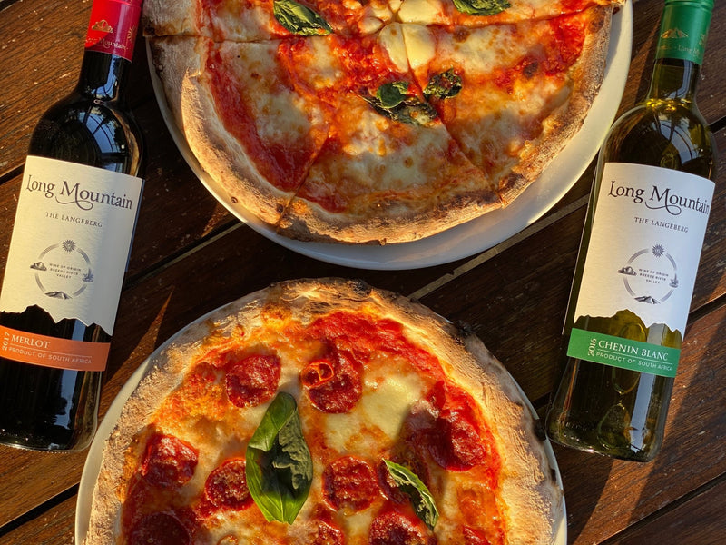 1 Margherita Fior Di Latte Pizza & 1 Diavola Pizza Paired with 2 South African Wines - Bundle | Wine & Food - Buy online with Fyxx for delivery.