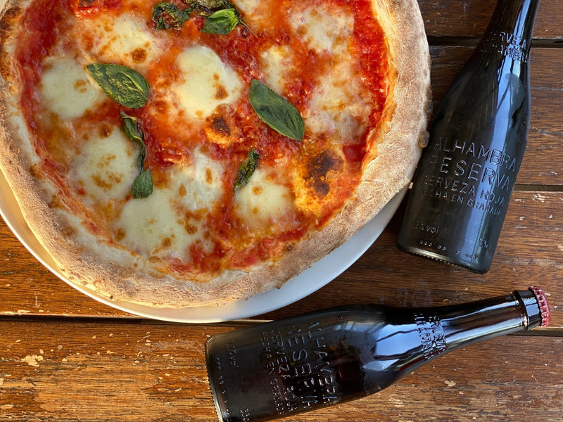 1 Margherita Fior Di Latte Pizza Paired with 6 Alhambra Reserva Roja Beers - Bundle | Beer & Food - Buy online with Fyxx for delivery.