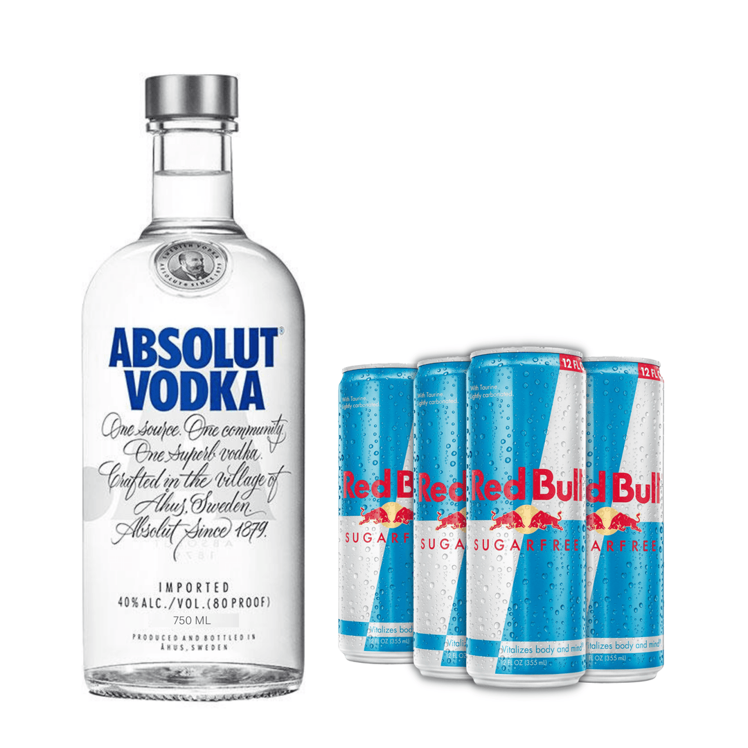 Absolut Red Bull (Sugar Free) - Bundle | Vodka & Mixer - Buy online with Fyxx for delivery.