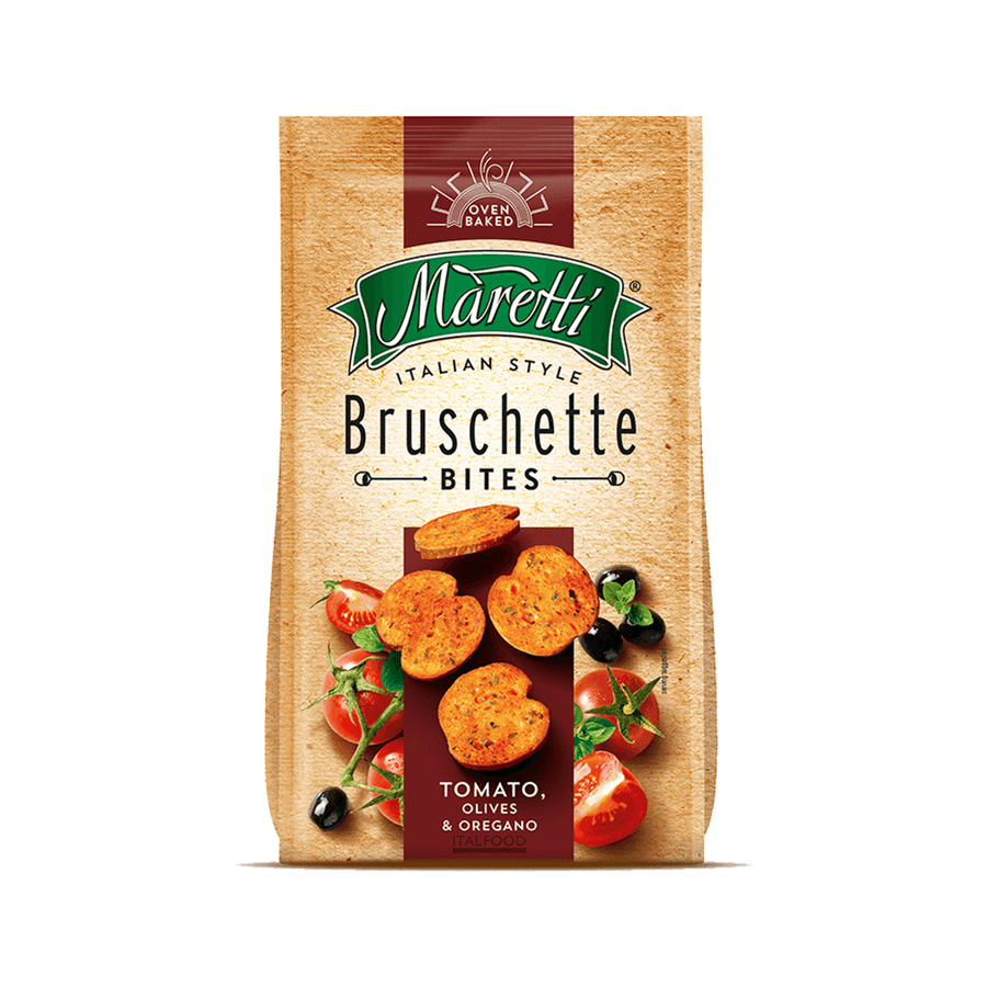 Maretti | Bruschette Chips - Tomato, Olives & Oregano - Snack Food - Buy online with Fyxx for delivery.