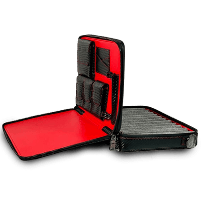 Sotelo Winston Holiday Travel Case in Carbon Fiber Black w/ Red Inlay - Cigar Accessory - Buy online with Fyxx for delivery.